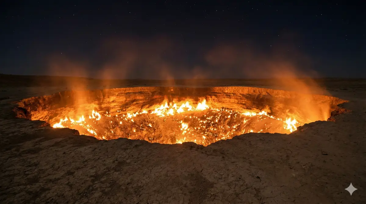 La Puerta al Infierno (Turkmenistán): El Cráter Que Arde Desde 1971 y No Se Apaga