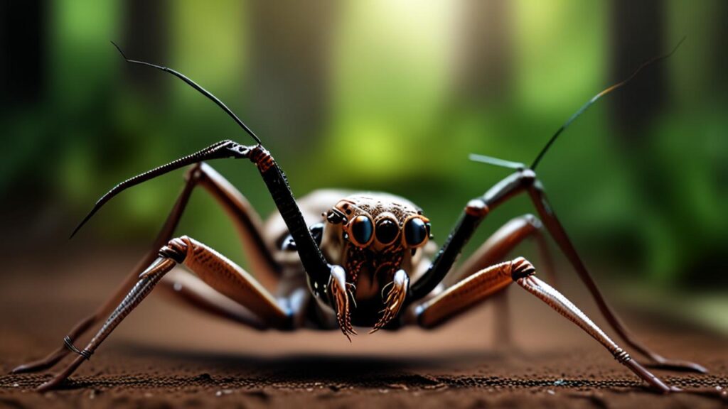 Araña Pelícano (Asesina): La caníbal con un cuello larguísimo diseñado específicamente para cazar y comerse a otras arañas desde lejos